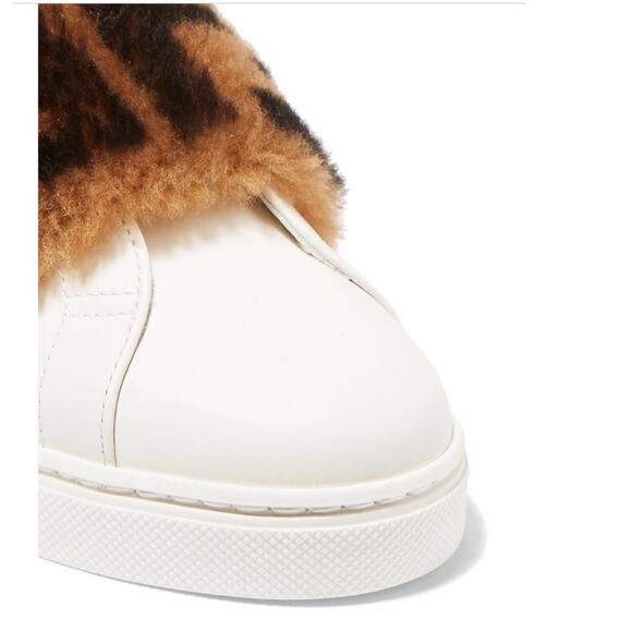 Fendi | Shoes | Fendi Ff Logo Motif Shearling Fur Panel  FENDI FF logo motif shearling fur panel leather sneakers